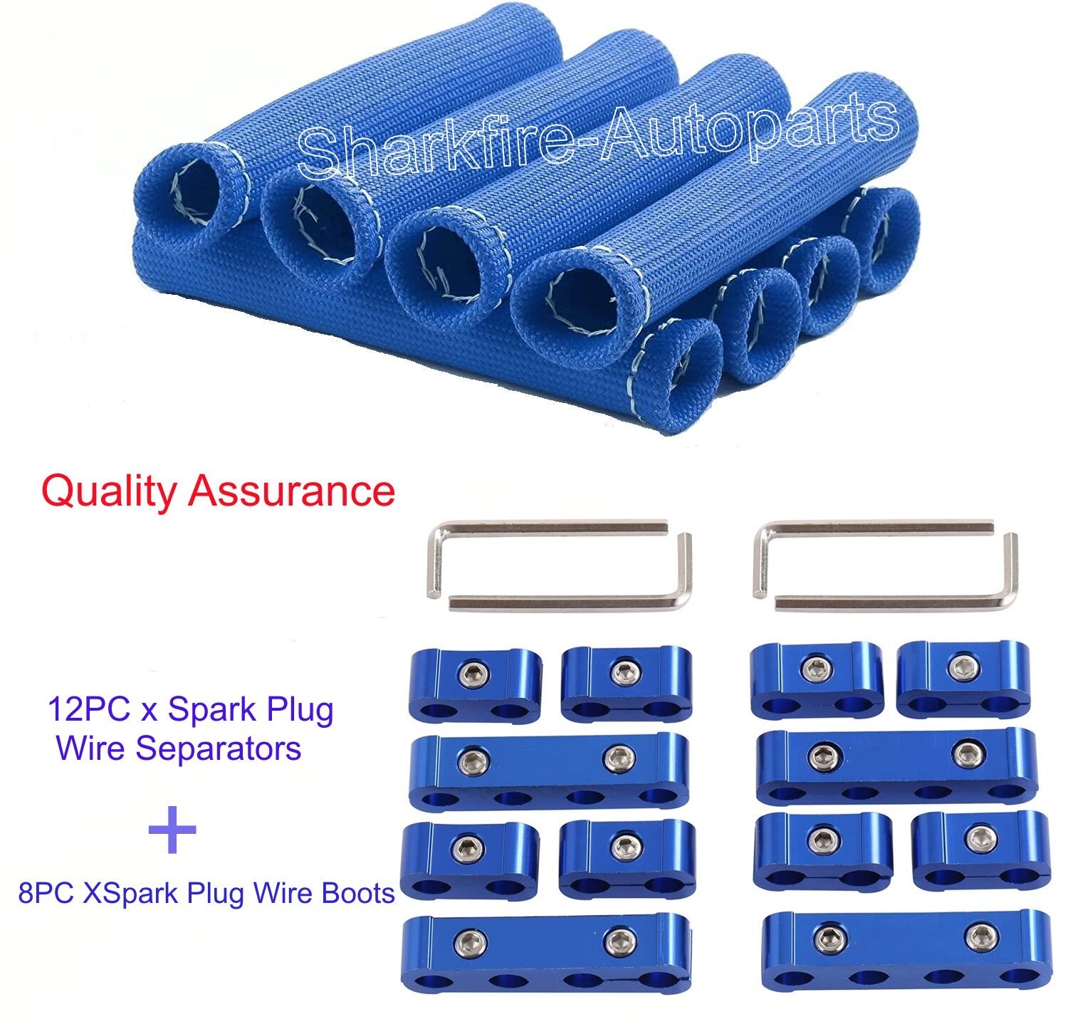 8P Spark Plug Wire Boot Heat Shield Protector Sleeve +12P Spark Plug Wire Holder