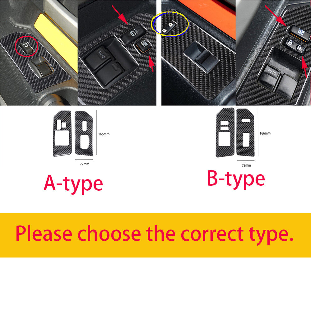 For Toyot@ FJ Cruiser 2007-21 Red Carbon Fiber Window Lift Switch Button Cover B