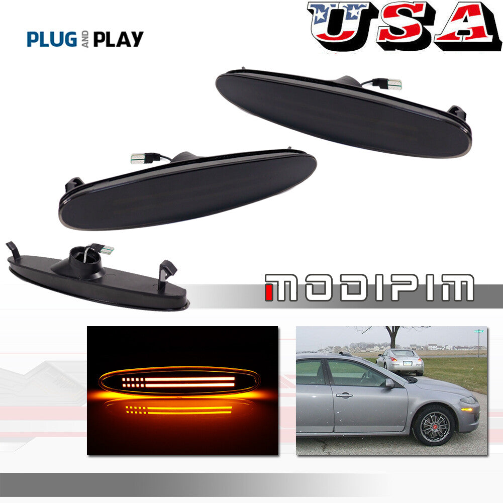 Suitable for 03-08 Mazd for A6,Mazdaspeed6, GG1, GY1 Smoked Amber LED Side Marker Signal Lights