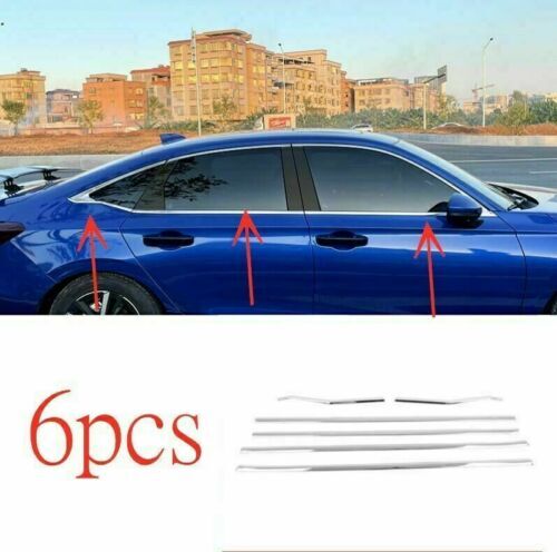 for Honda for Civic 2022-2024 Chrome Steel Lower Window Strips Cover Trim Decoration