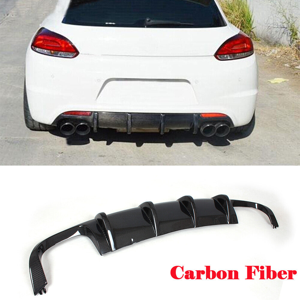 Carbon Fiber Rear Bumper Diffuser Lip Spoiler for VW Scirocco R Coupe 2009-2014