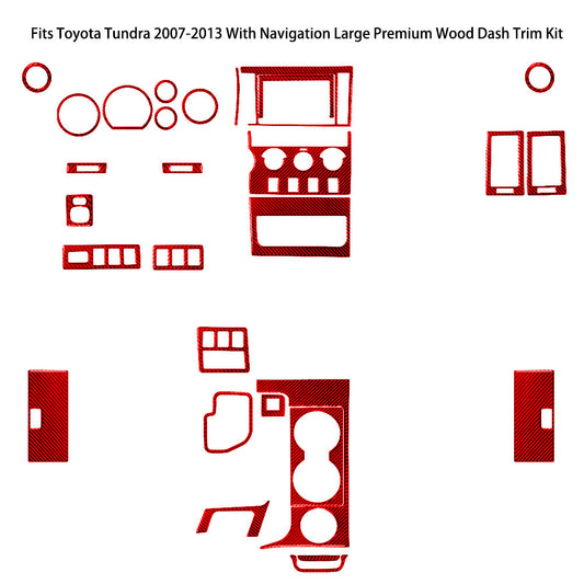 29Pcs Red Carbon Fiber Interior Full Kit Cover Trim for Toyota Tundra 2007-2013