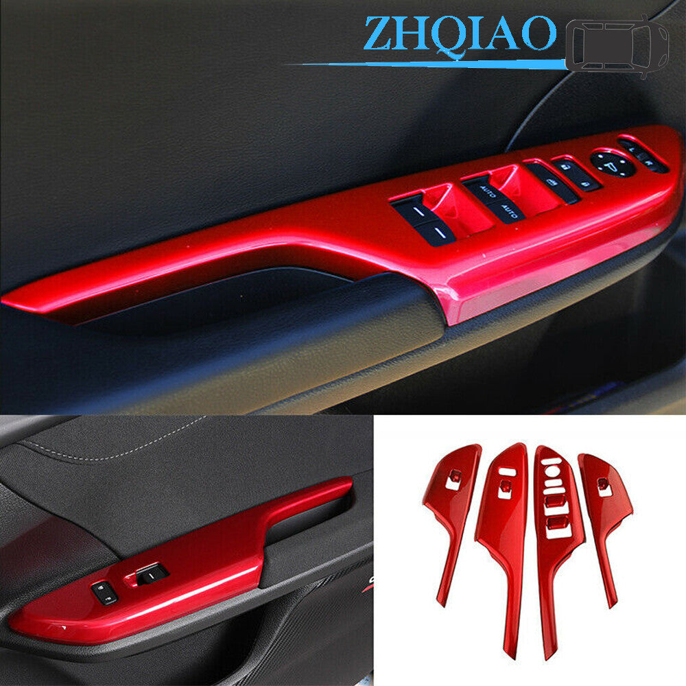 4X ABS Red Glass Window Lifting Panel Decoration for Honda for Civic 10th 2016-2020