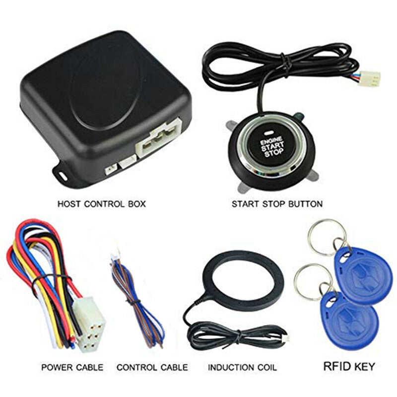 Car RFID Lock Keyless Start Stop Tactile Button Engine Push Start Button Alarm
