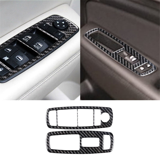2X Carbon Fiber Front Window Control Panel Cover Trim for Chrysler 200 2015-2017