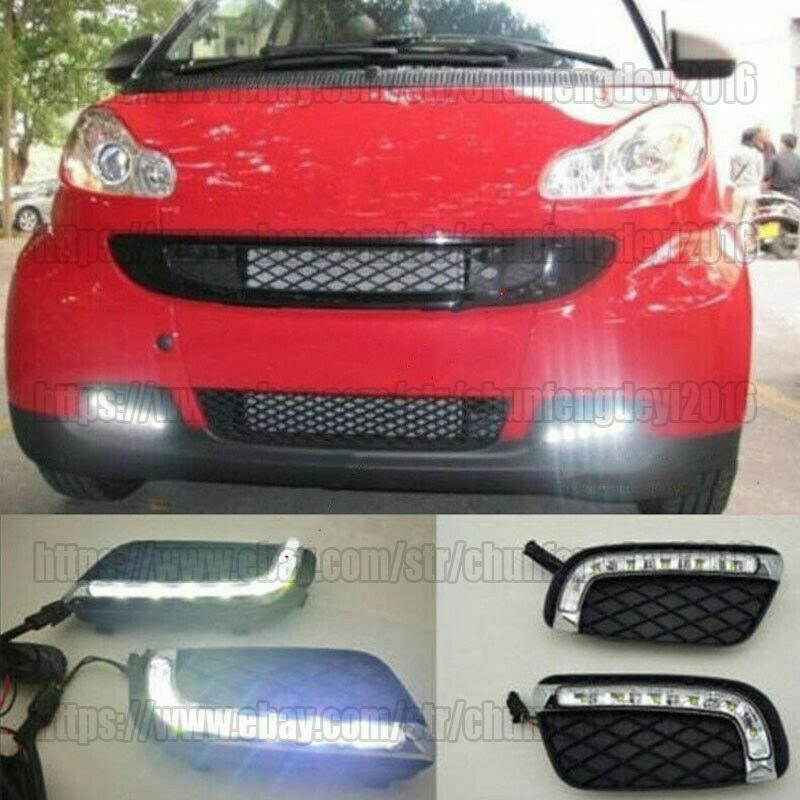 for Benz for Smart Fortwo 2008-2011 2pcs LED DRL Daytime Running Fog Light Lamp