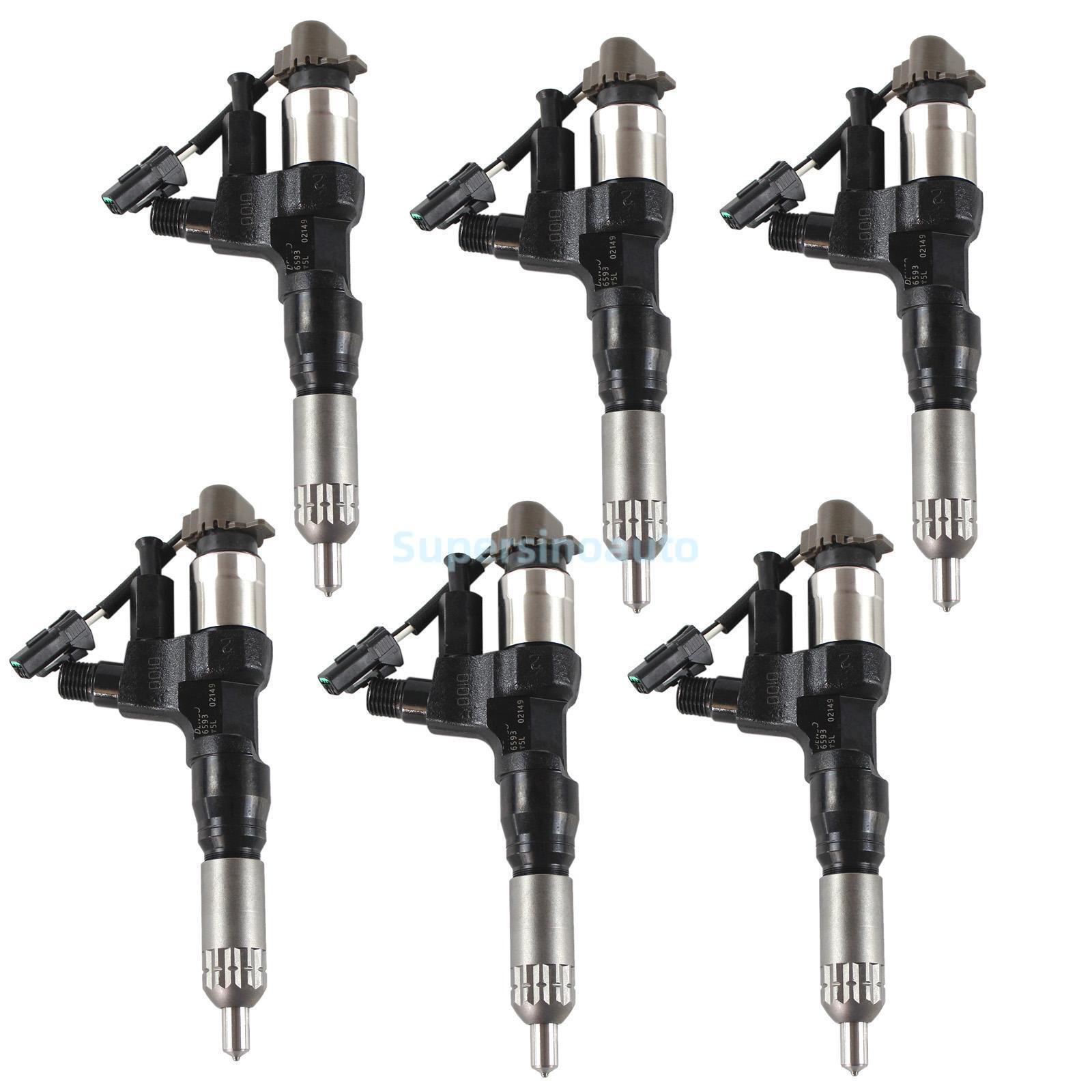 6x Fuel Injectors 095000-6593 VH23670E0012 for Hino J08E Kobelco SK200-8 SK350-8