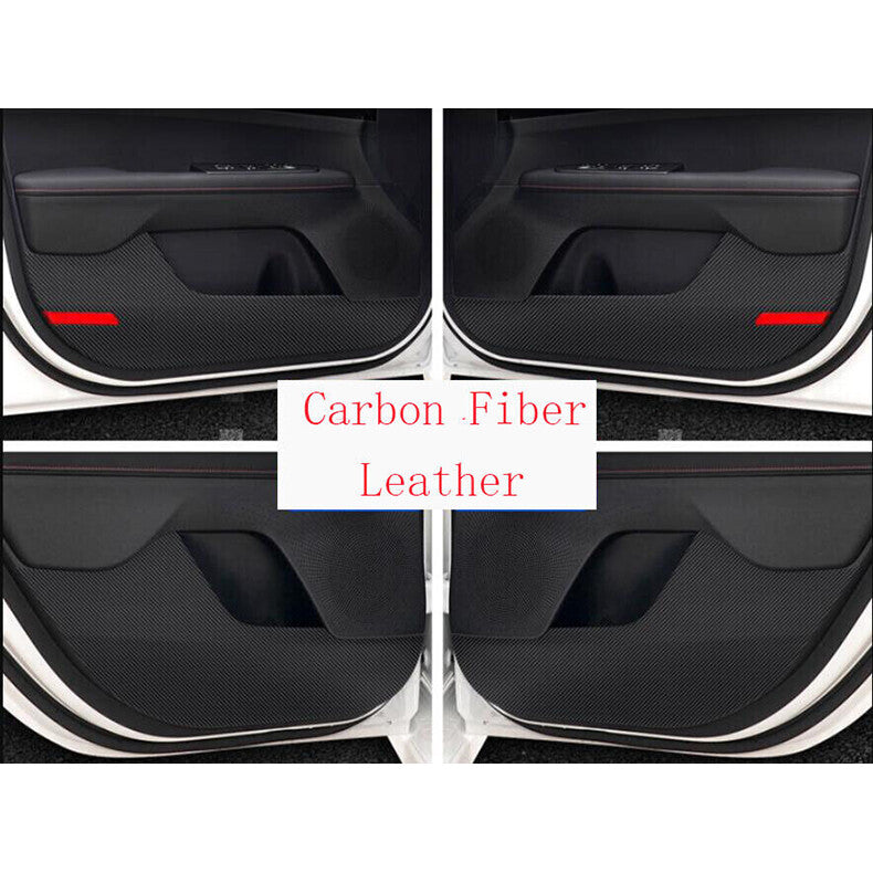 for Kia Forte 2019-2021 Carbon Fiber Leather PU Door Anti-Kick Panel Cover Trim