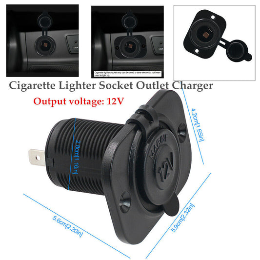12V Waterproof Cigarette Lighter Socket, Socket Charger, Power Adapter, Plug (1 Piece)
