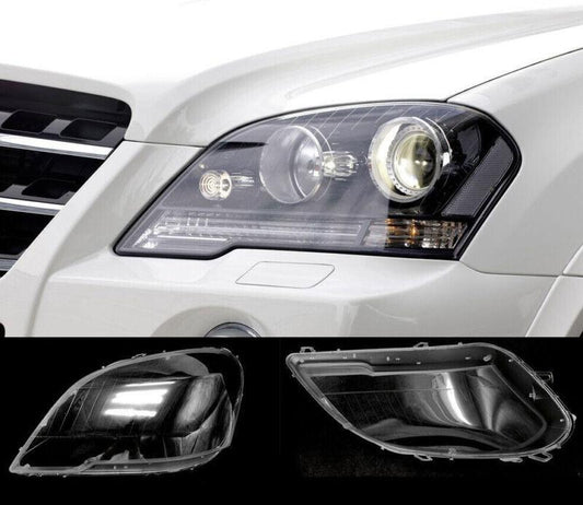 for Mercedes-Benz W164 ML ML350 W164 2009 -2011 Pair Headlight Lens Cover+ Glue