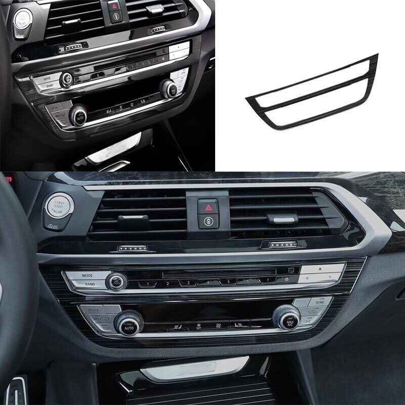 for BMW X3 G01 2018-2021 Black Steel Central Console AC Switch Panel Frame Trim
