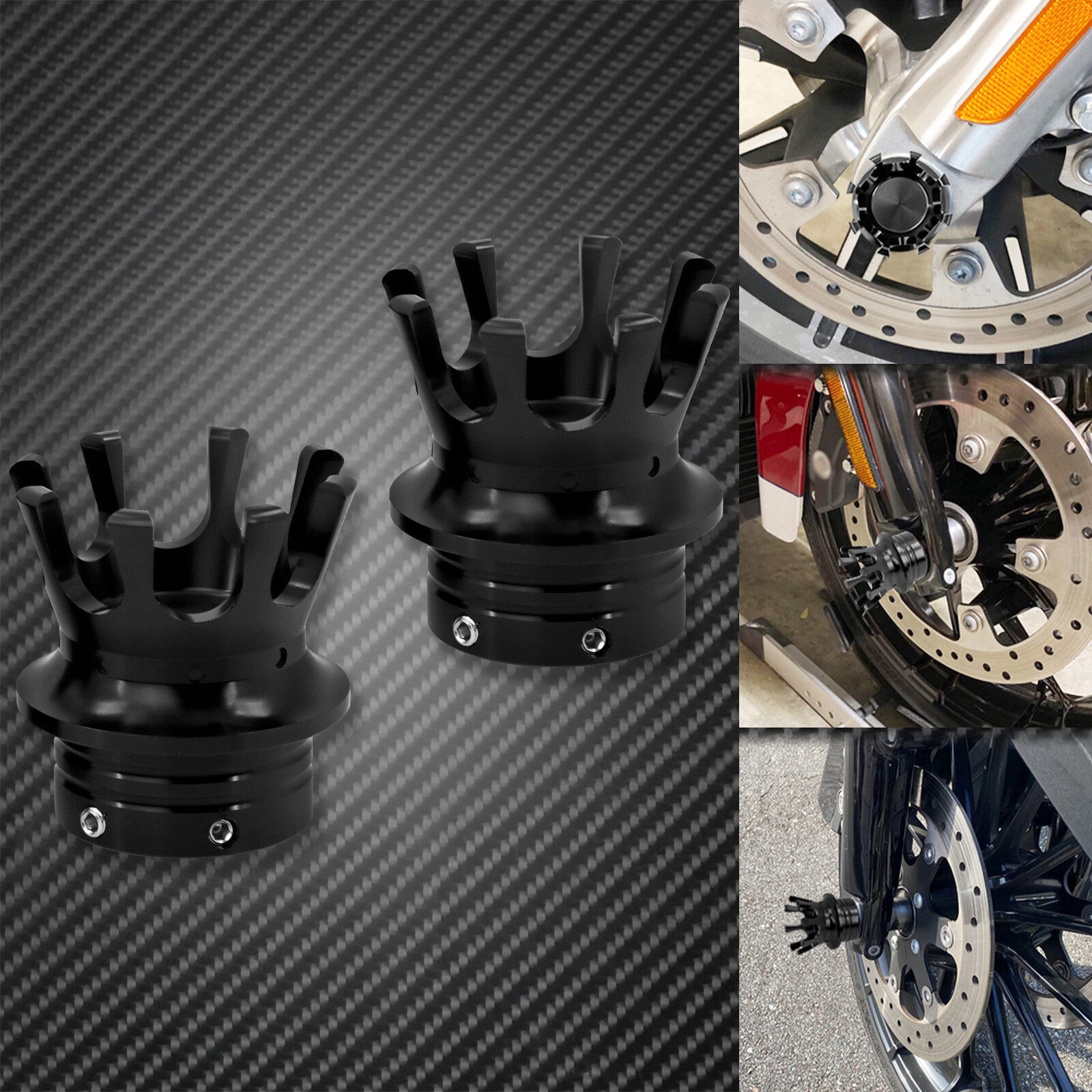 All Black 29MM Crown King Front Axle Nut Cover Fit for Harley Sportster Touring