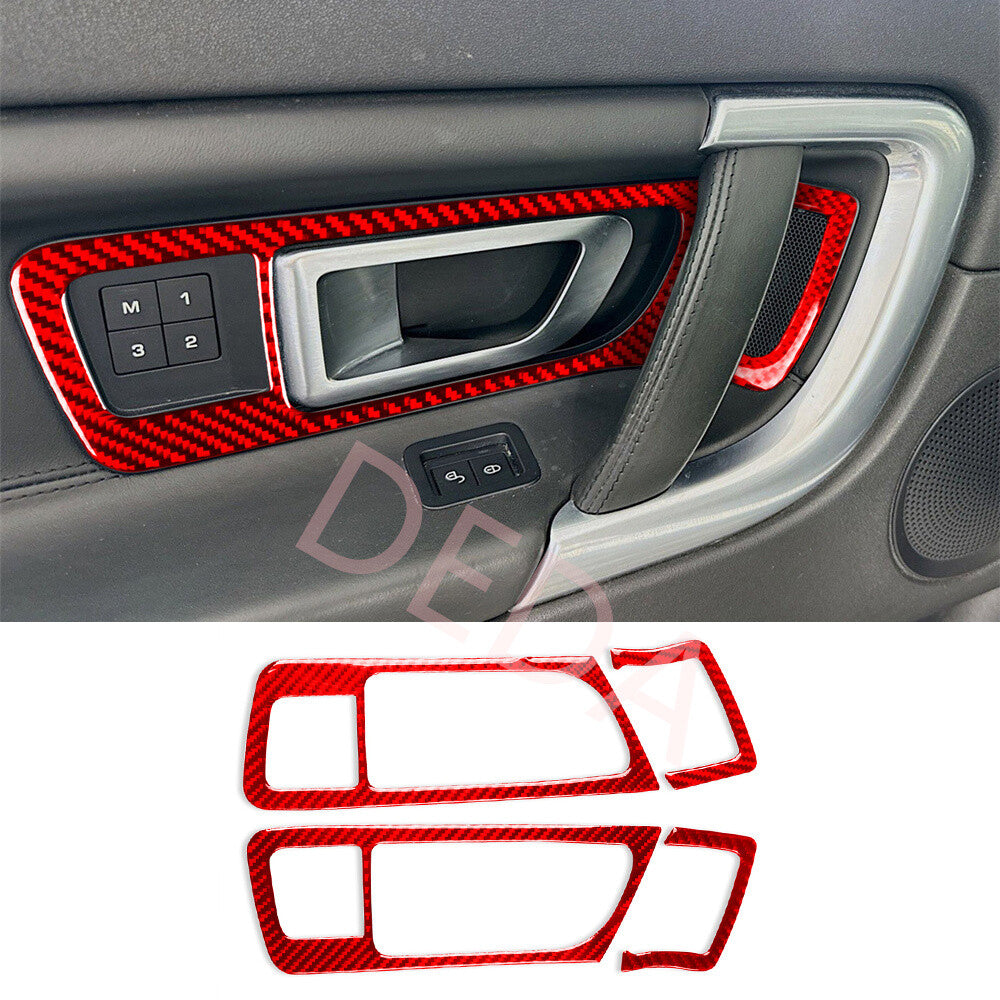 Red Carbon Inner Front Door Handle Trim for Land Rover Discovery Sport 2015-2019