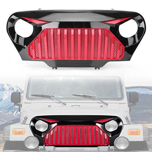 Front Grill ABS Plastic Red+Black For 1997-2006 for Jeep for Wrangler TJ