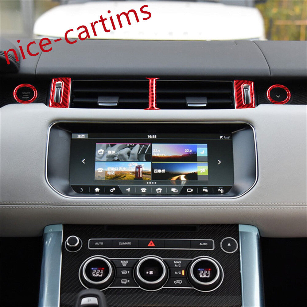 5¡ÁRed Carbon Fiber Center Air Vent Outlet Cover For LR for Range Rover Sport 2014-17