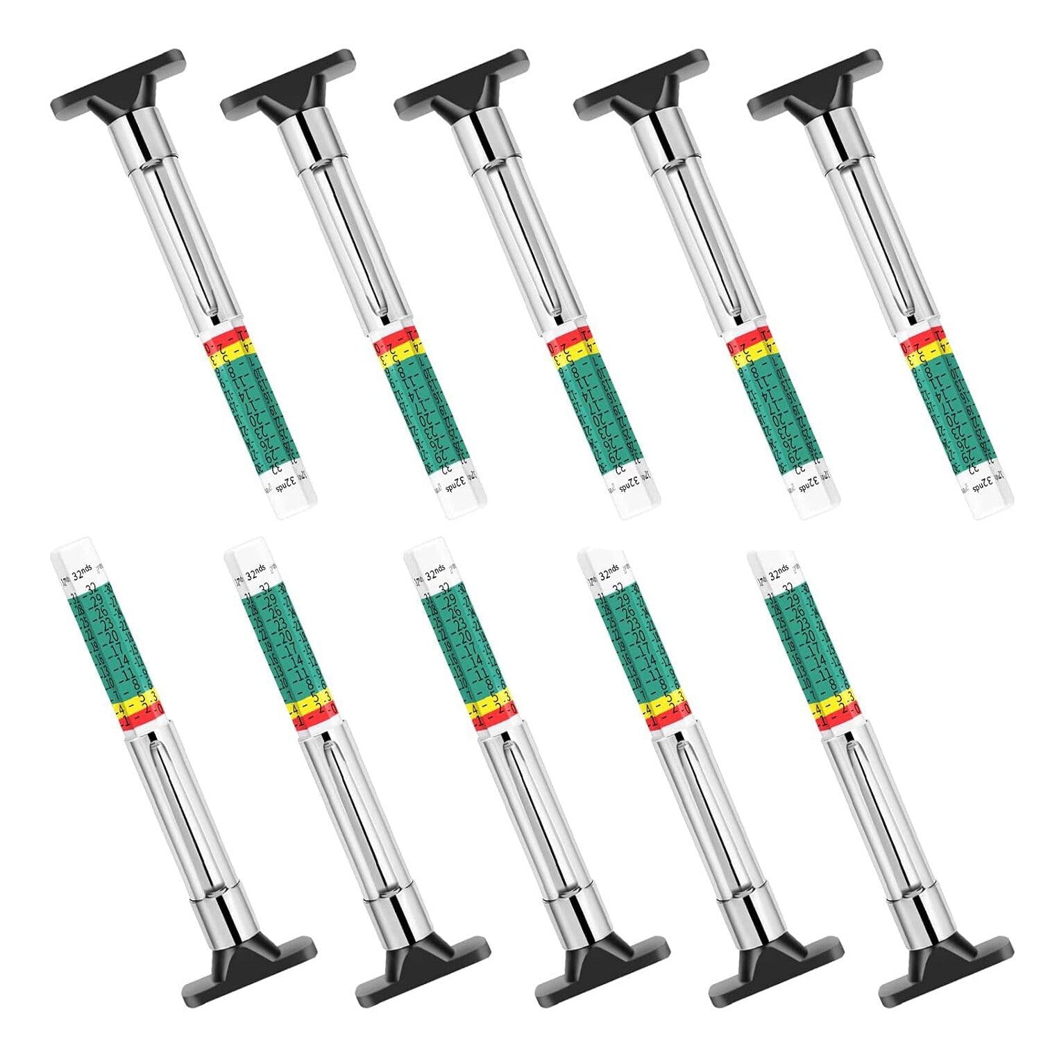 10-Piece Color-Coded Tire Tread Depth Gauge for Cars - Car Measurement Tools