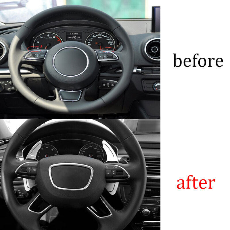 for Audi A3 S3 2014-2016 Silver Aluminum Inner Steering Wheel Shift Paddles 2P