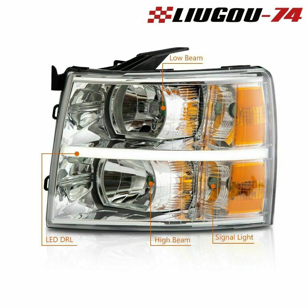 Suitable for 07-14 for Chevrolet Silverado LED DRL strip chrome/amber corner lights L