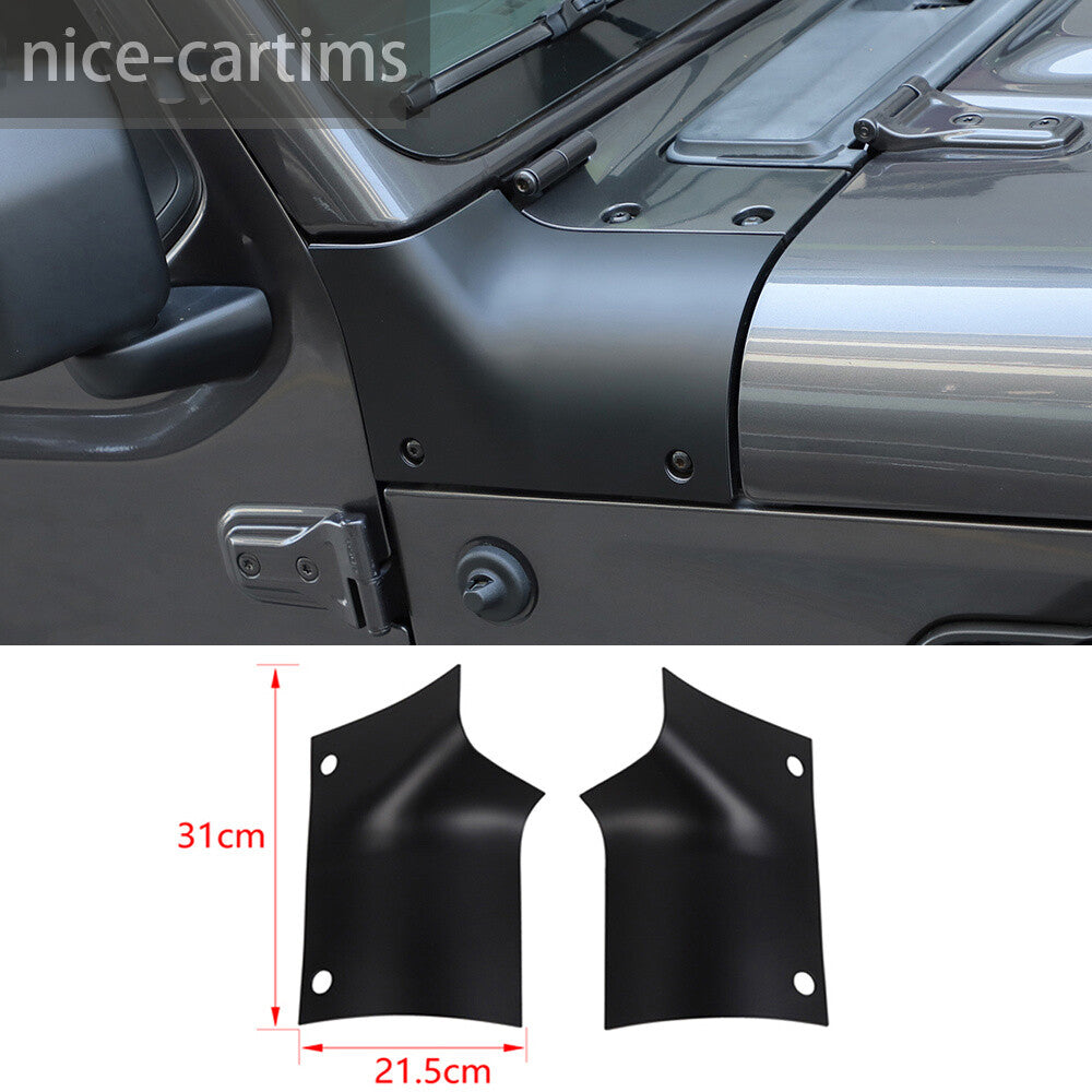 Matte Black ABS Engine Hood Wrap Angle Corner Trim for Jeep for Wrangler JL JT 2018+