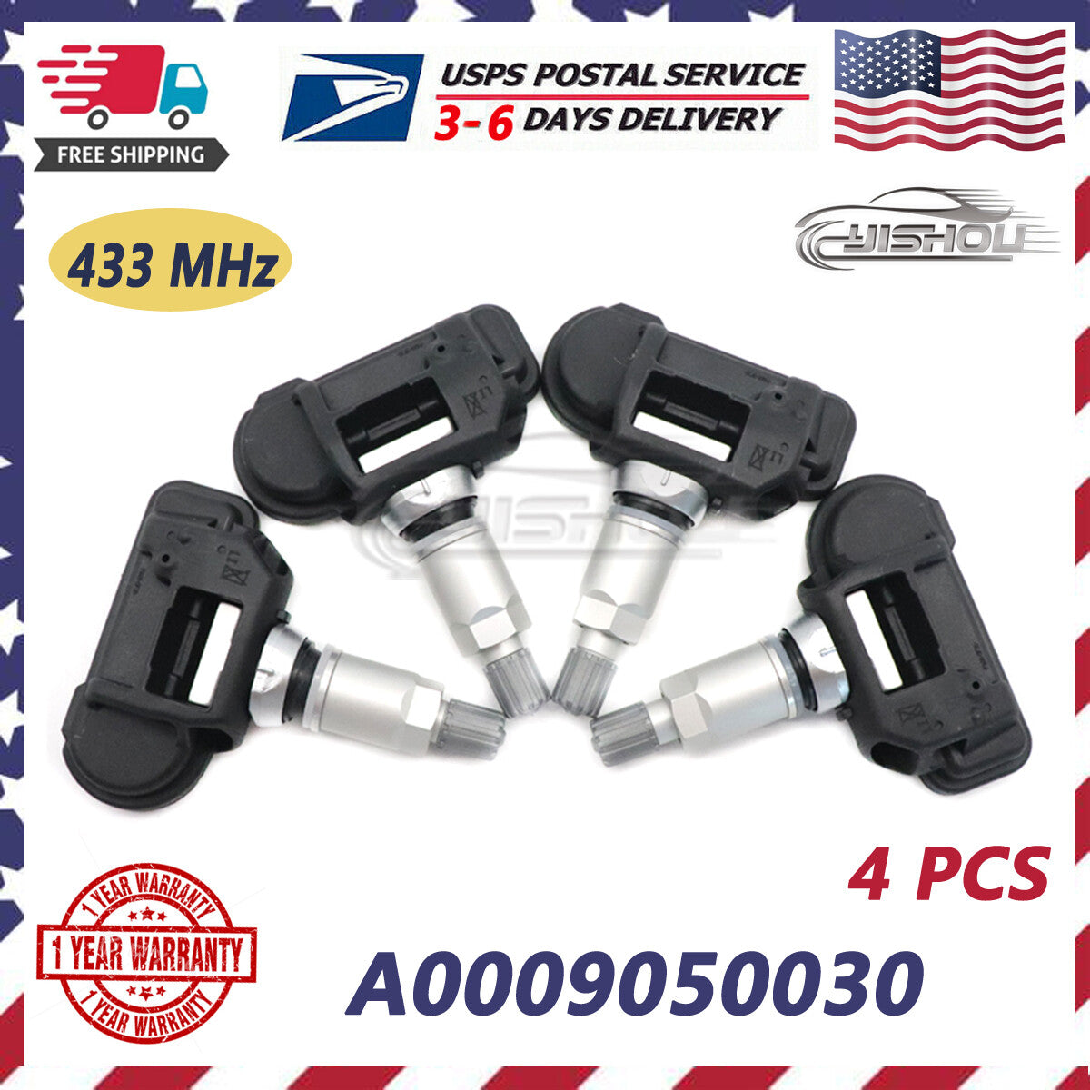 A0009050030 (4) TPMS Tire Pressure Monitoring Sensor for Mercedes-Benz C350 C300