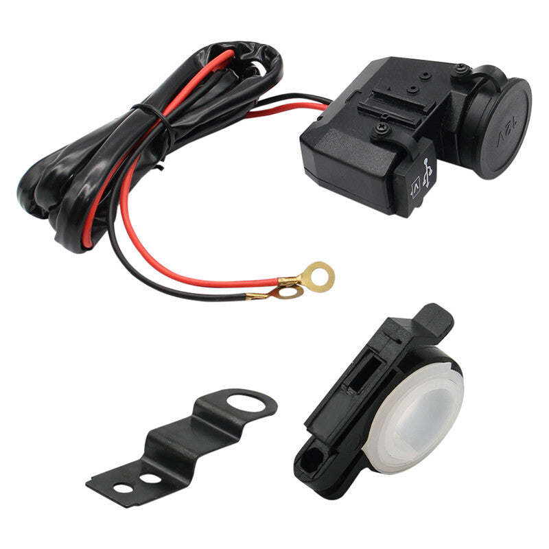 Waterproof 12V Motorcycle ATV Dual USB Charger Phone Cigarette Lighter Socket