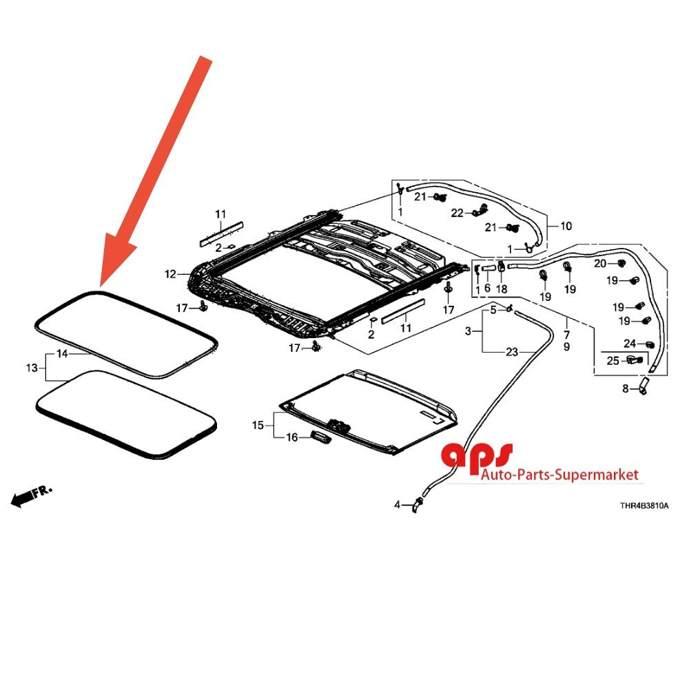 Weatherstrip seal for sunroof glass in 2006-2011 for Honda Civics.