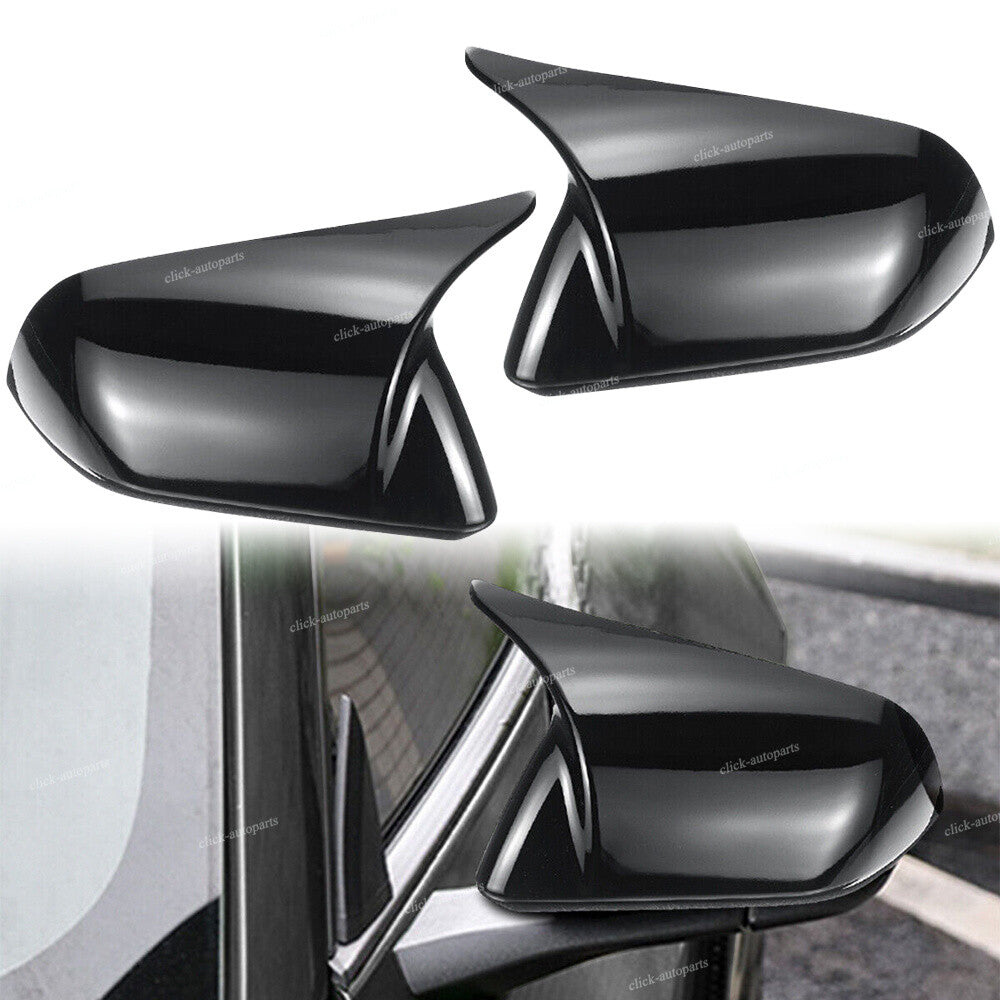 Glossy Black Rearview Mirror Cover Caps Horn Style Fit for Ford for Mustang 2015-22