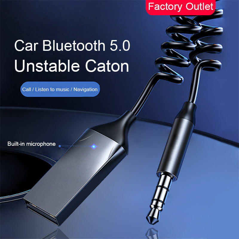 3.5mm Bluetooth 5.0 Adapter Car Audio AUX Cable USB Jack Wireless Receiver Parts