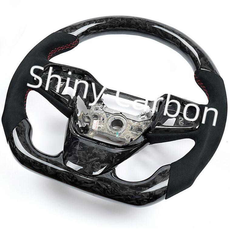 Forged carbon fiber steering wheel with Alcantara trim for Honda for Civic 10, generations 16-21.