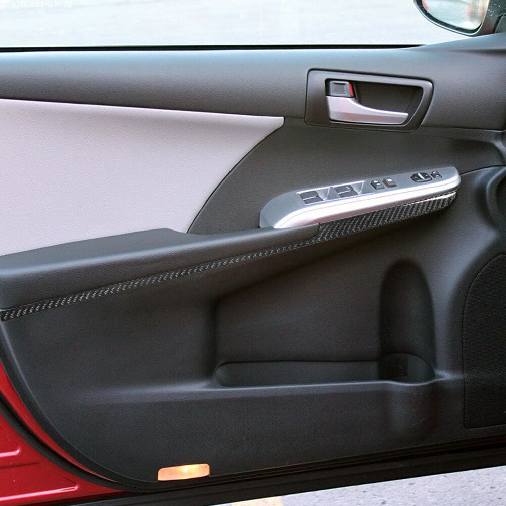 Carbon Fiber Interior Front Door Panel Cover Trim Strip for Toyota for Camry 12-14