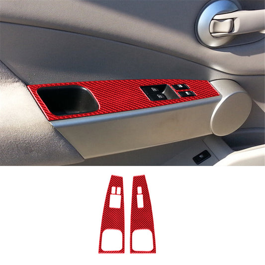2Pcs Red Front Window Switch Button Trim Cover for Nissan Quest 2004-2006 Type A