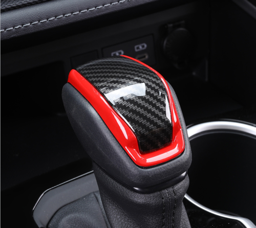 Carbon Fiber+Red Inner Gear Shift Knob Cover Trim ABS for Toyota Venza 2021-2023