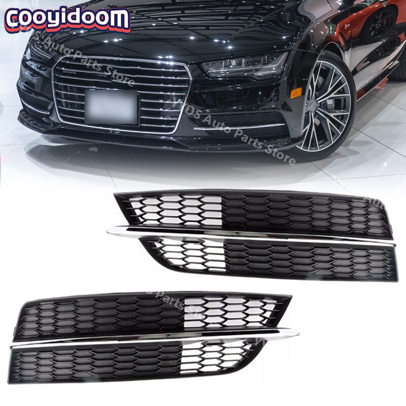 2X Front Bumper For Light Grille Cover for Audi A7 S7 2015-18 Sports Version