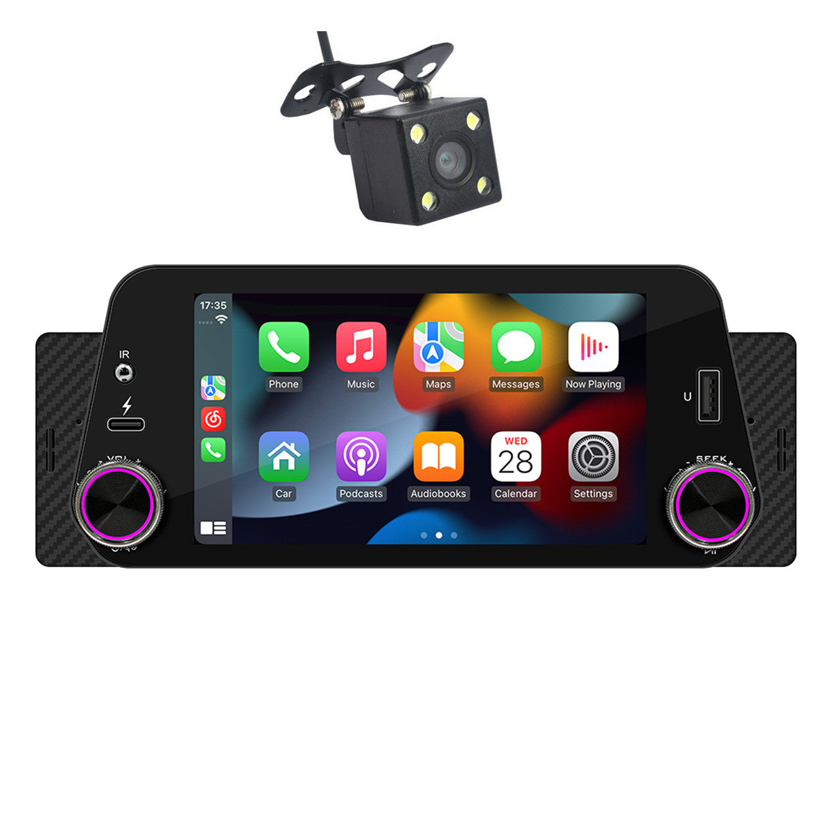 Single Din 5in For Apple Carplay Android Auto Car Stereo Radio Player Camera