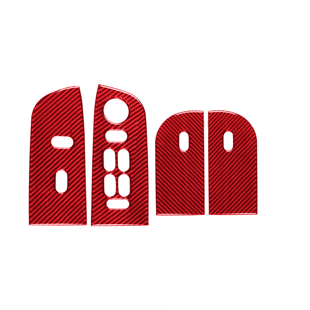 Red Carbon Fiber Window Lift Switch Button Panel Cover for Ford F150 FX4 2004-08