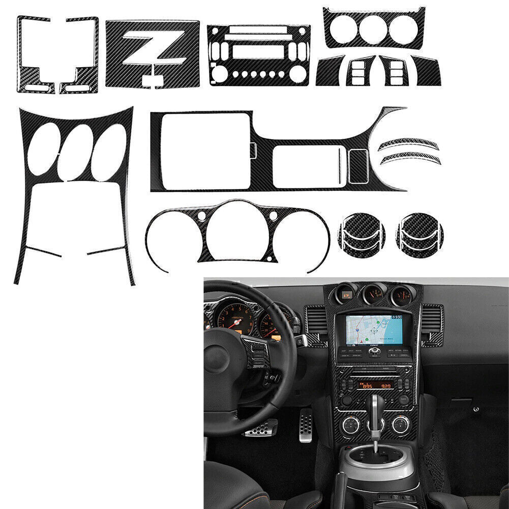 27 Pcs Carbon Fiber Interior Full Set Decoration Cover for Nissan 350z 2003-2009