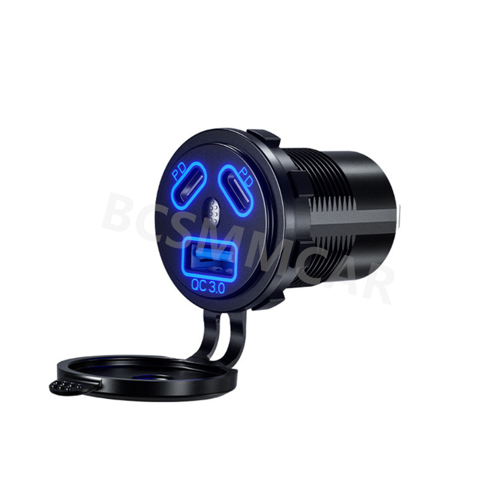 USB Type-C Car Charger Socket Power Outlet Phone Quick Charge Adapter Waterproof