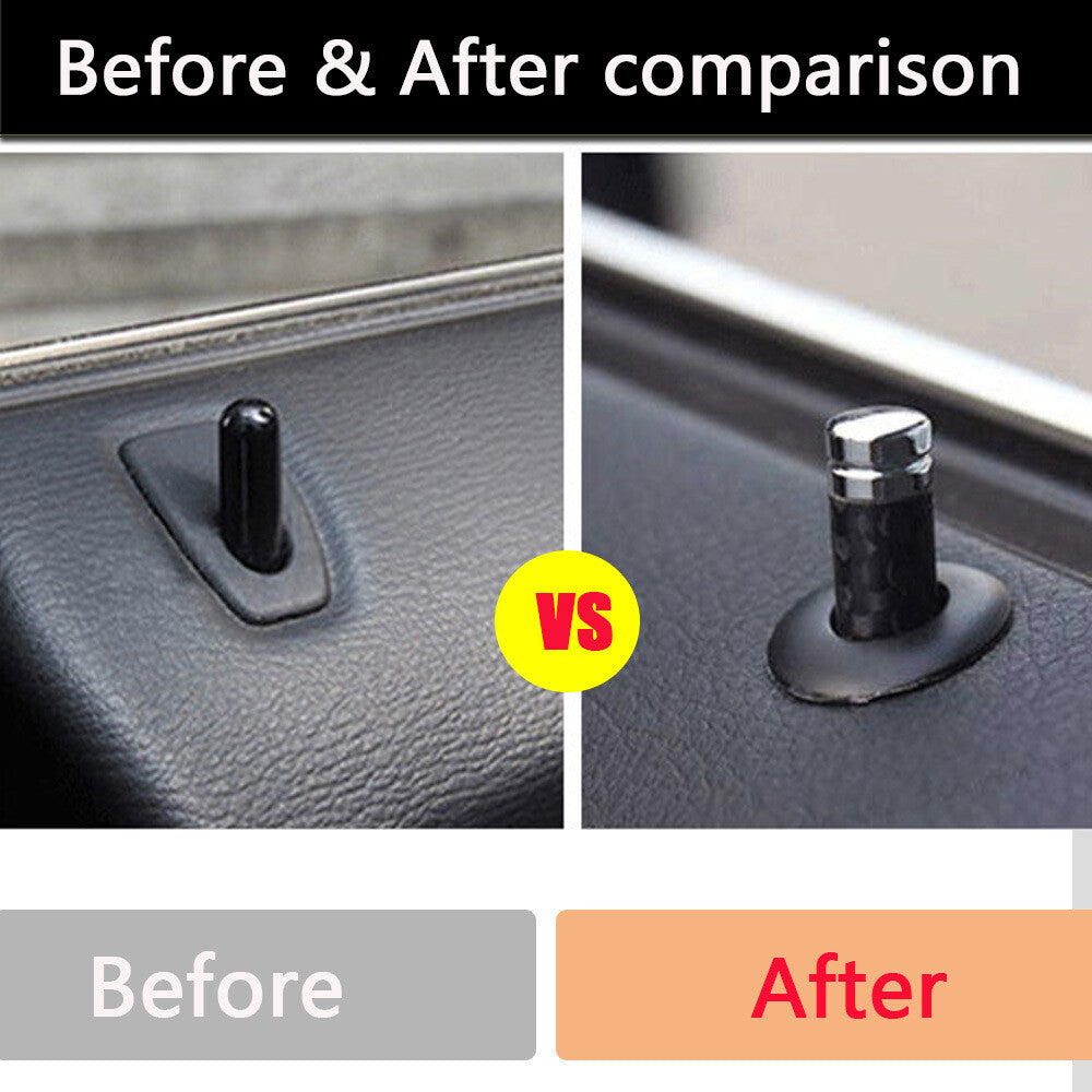 for BMW for Benz 4PCS Carbon Inner Door Bolt Lock Down Cover Trim Button Screw Knob