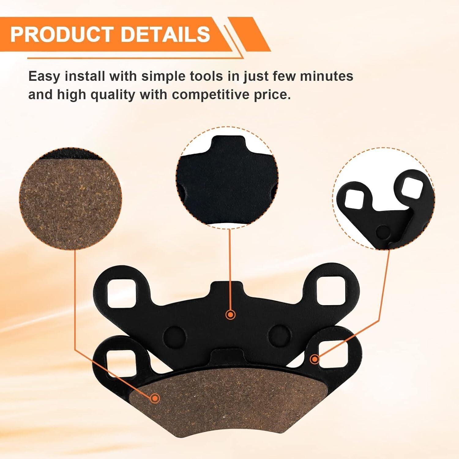 Front and Rear Brake Pads for Polaris Scrambler 500 Twin 700 EFI MV Twin 800