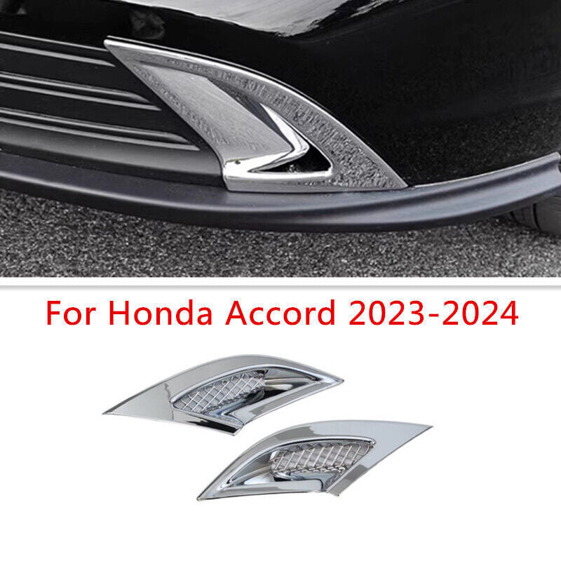 2Silver LeftRight Front Bumper Fog Lamp Cover Trim for Honda Accord 2023-2024
