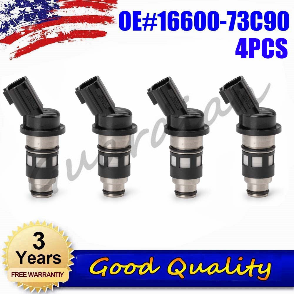 4-piece fuel injector 16600-73C90, suitable for Nissan Tsuru 1.4L and 1.6L engines (1997-2017, 1998, 1999, 2000-).