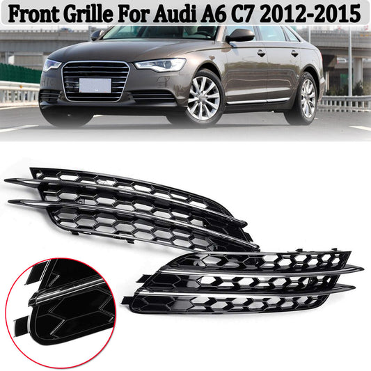 2-piece front fog light mesh grille honeycomb grill cover for Audi A6 C7 sedans 12-15