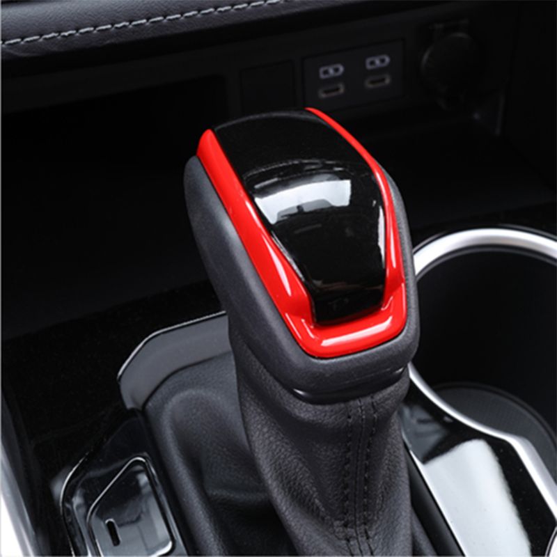 Bright Black+Red Console Gear Shift Knob Cover Trim for Toyota Venza 2021-2023