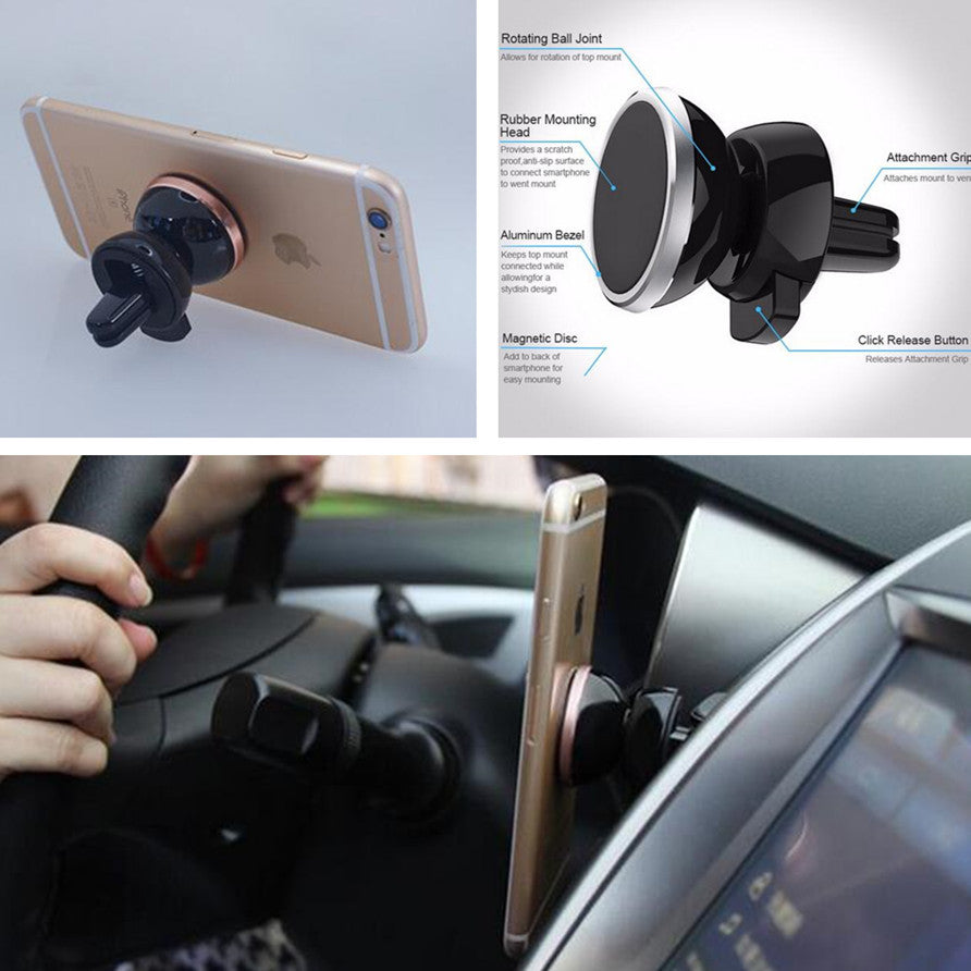 for Mini Magnetic Car Phone Holder Air Vent Clip Outlet Mount Mobile Holder Stand