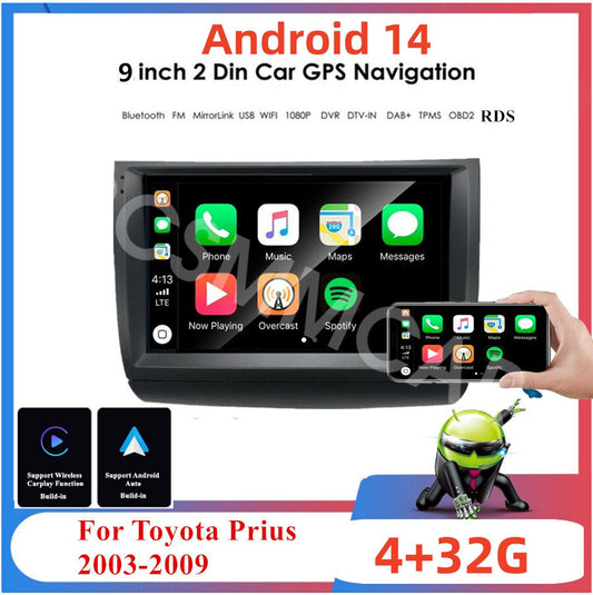 Fit for Toyota Prius 2003-2009 For Apple Carplay Car Stereo Radio Navi GPS BT