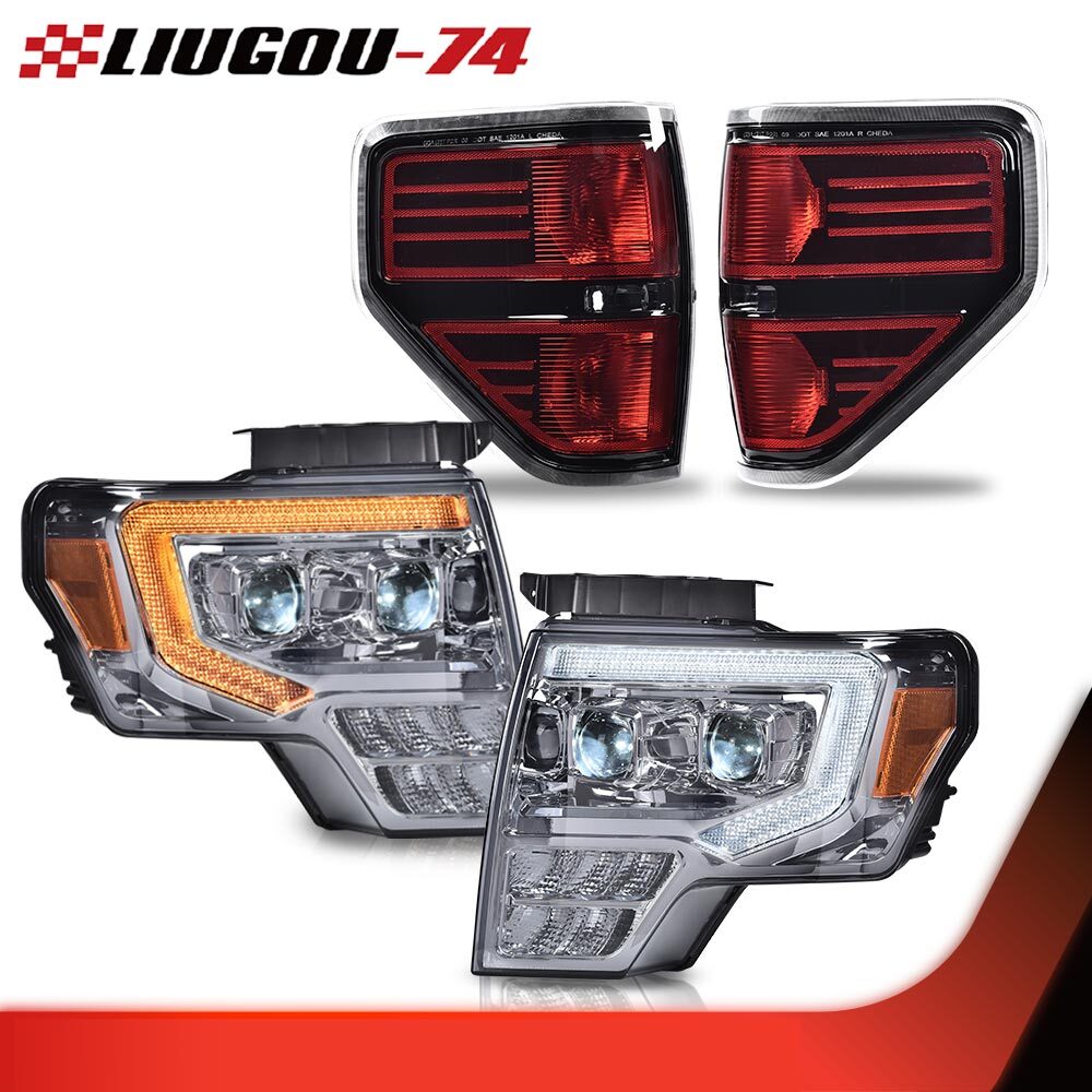 Smoke LED projector headlights + taillights and brake lights suitable for 09-14 for Ford F-150