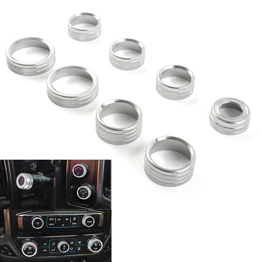 8x Air Conditioner Switch Button Knob Trim Silver Fit for GMC for Sierra 2014-2018
