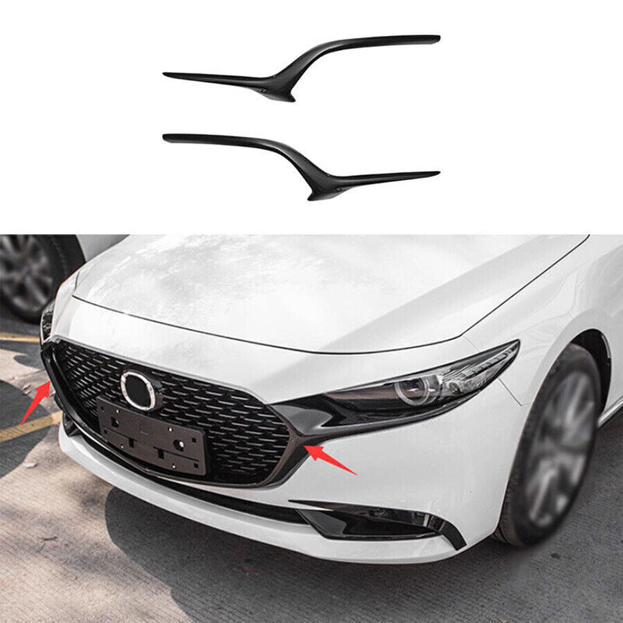 2P for Mazda 3 Axela 2019-23 Gloss Black Side Front Grille Grill Mesh Cover Trim