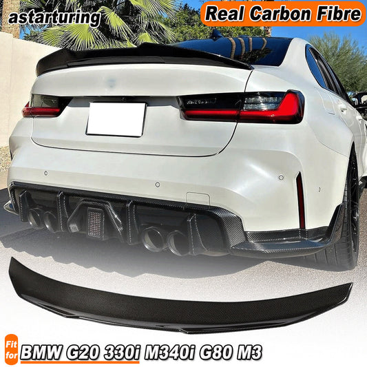 for BMW G20 330i M340i G80 M3 2019-2023 REAL Carbon Rear Trunk Boot Spoiler Wing