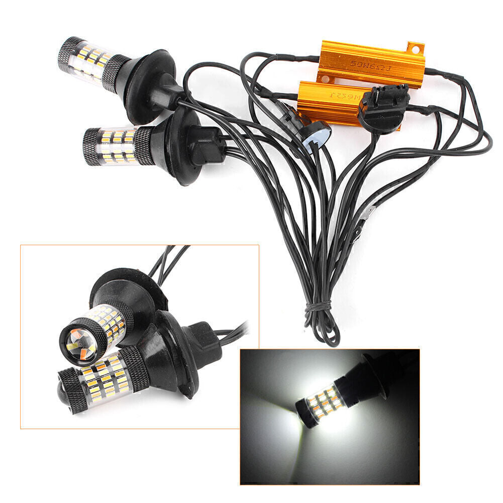 2x 3156 White Amber Dual Color Switchback Turn Signal Light Bulbs